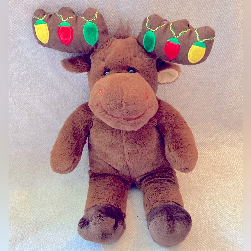 Build-A-Bear Christmas Moose Plush 16” Holiday Lights Antlers Stuffed Animal